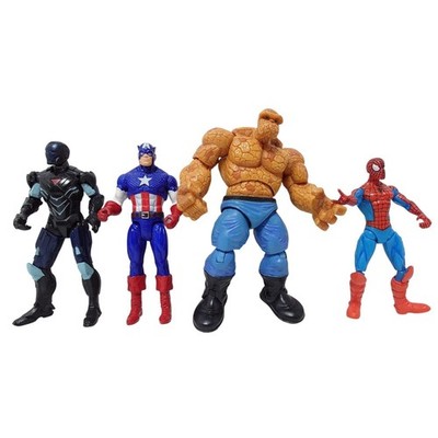 Vintage Action Figures Marvel Lot of 4 Iron Man SpiderMan Thing Captain America