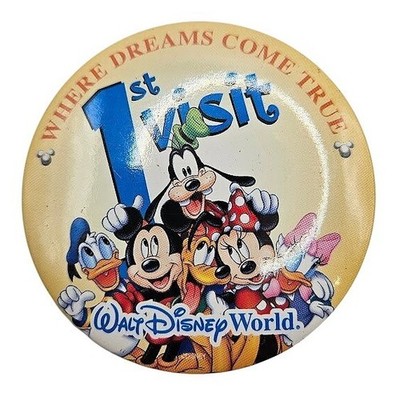 Disney Button Walt Disney World 1st Visit Mickey Mouse Souvenir Pin #1