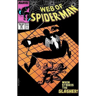 Marvel Comic Book Web of Spider-Man #37 Black Suit Slasher 1988
