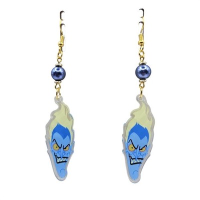 Hades Disney Inspired Flame Earrings Blue Fire Character Fan Art Dangle Handmade